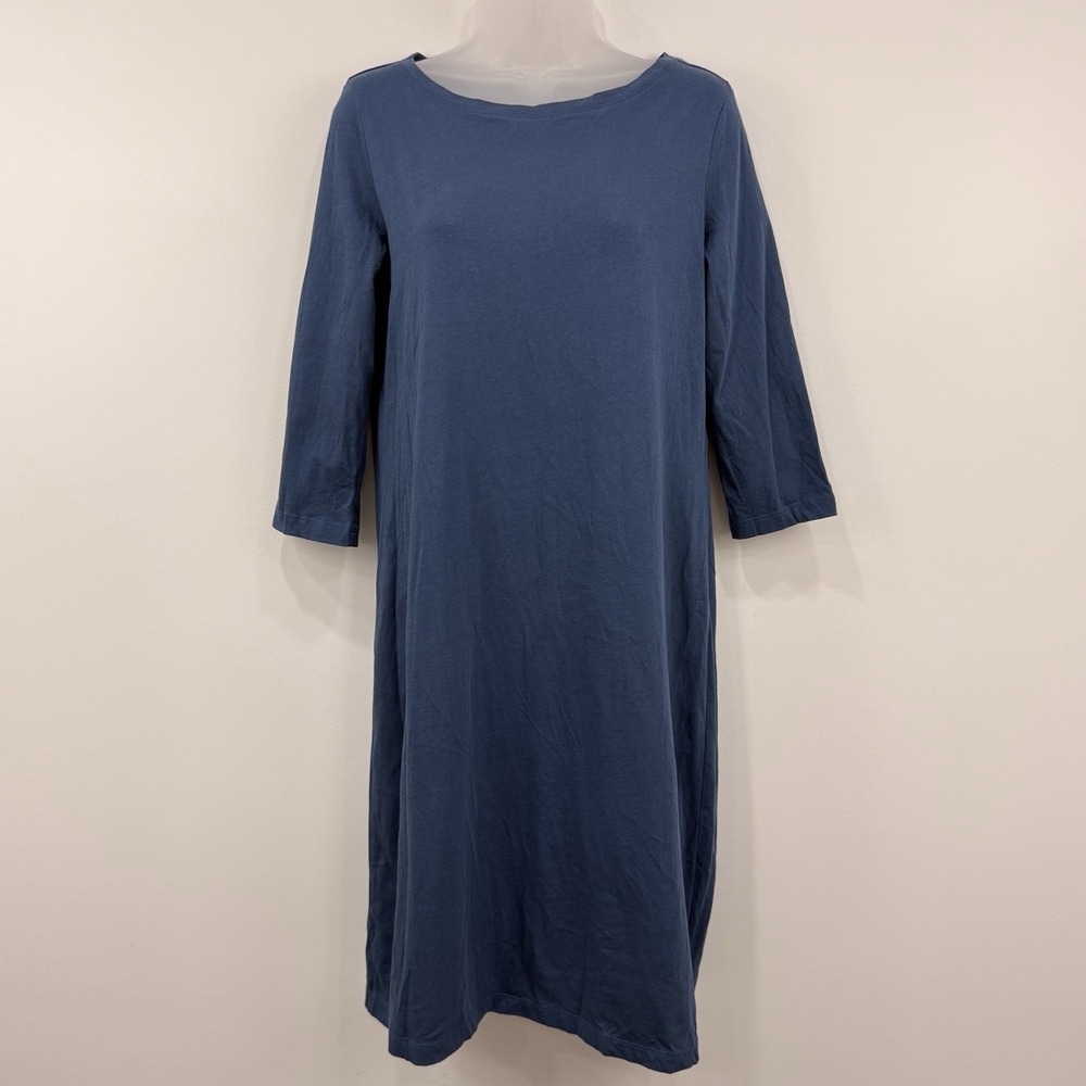 Pact 100% Organic Cotton Softspun Boat Neck Dress S Blue Granola Sustainable